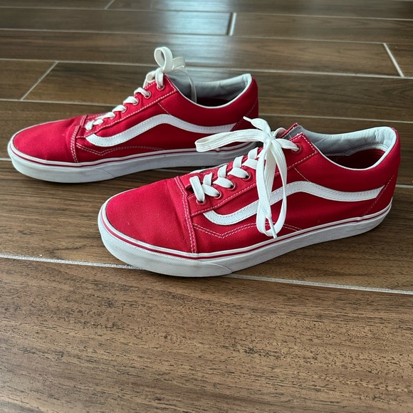 Vans Red and White Old Skool Sneakers - Picture 1 of 5